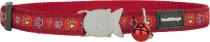 RedDingo Obojok Paw Impressions Red - 12mm/20 až 32cm
