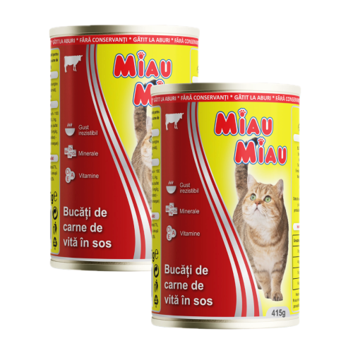 Miau Miau konz. Adult Beef - 2 x 415g