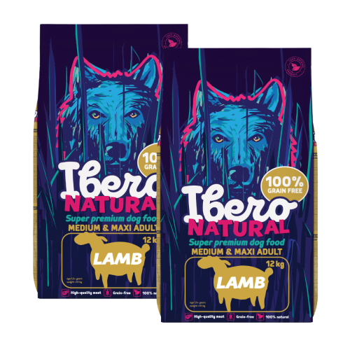 Ibero Grain Free Dog Medium & Maxi Adult Lamb - 2x12kg